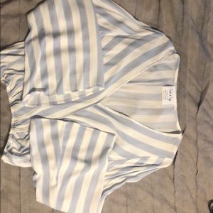 Blue and white bell sleeve shirt. Size MEDIUM